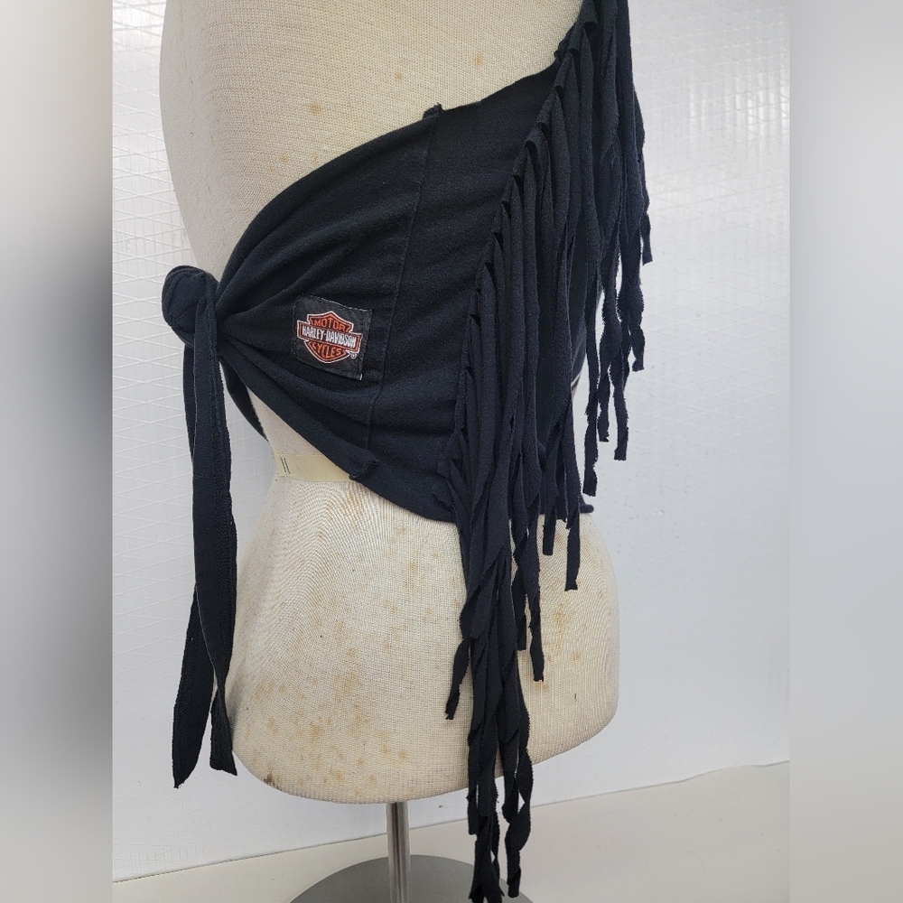 Harley Davidson Fringe Halter Top Upcycled - Picture 4 of 6
